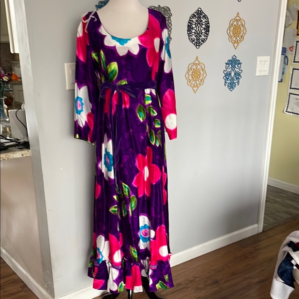 Kamehameha Vintage Floral Maxi Dress size 16 made in Hawaii